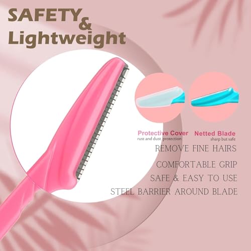 Funi 6Pcs Eyebrow Razor - Professional Dermaplaning Tool for Face & Body Hair Removal (3 Colors)