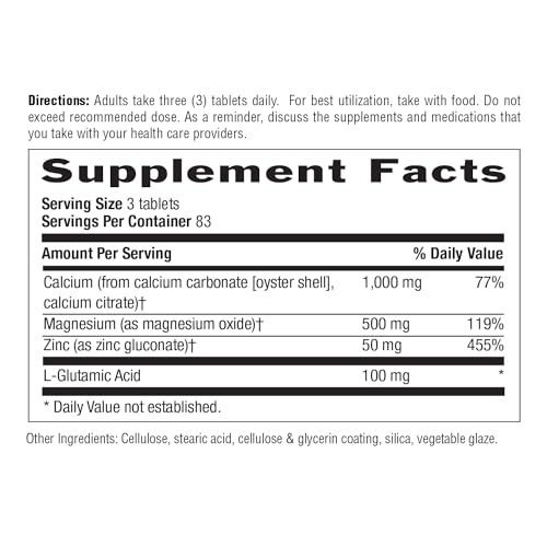 Country Life Calcium Magnesium Zinc - 250 Tablets for Bone & Immune Health