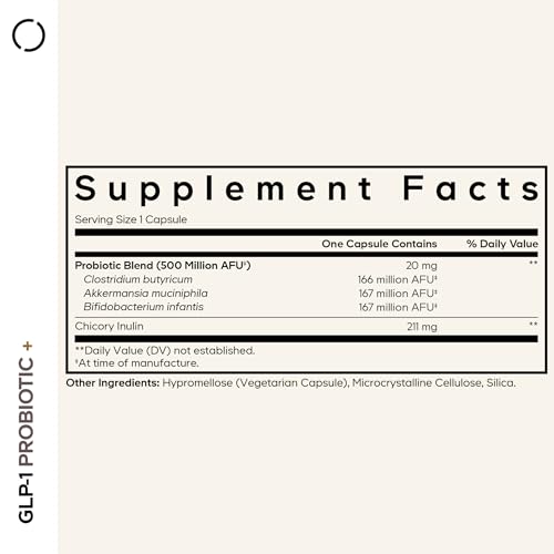 Codeage GLP-1 Probiotic+ - Live Probiotics with Akkermansia & Chicory Inulin, 500 Million AFU