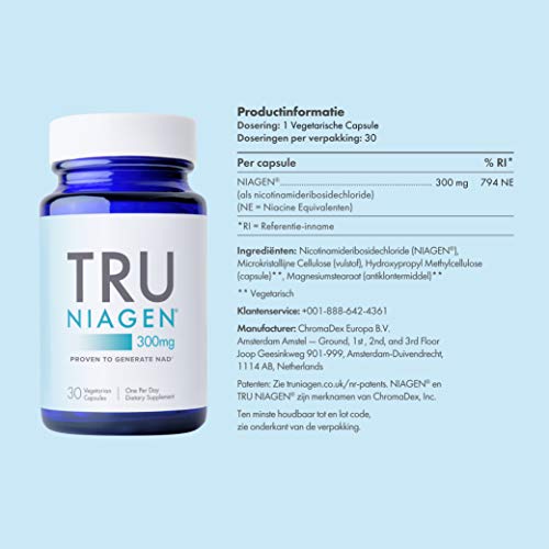 TRU NIAGEN Nicotinamide Riboside NAD+ Supplement - 300mg NR Capsules (1 Month Supply)