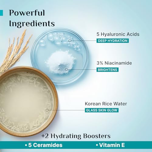 Pilgrim Korean Rice Water Hydra Glow Moisturizer - 5x Hydration & Instant Glass Skin - 100g