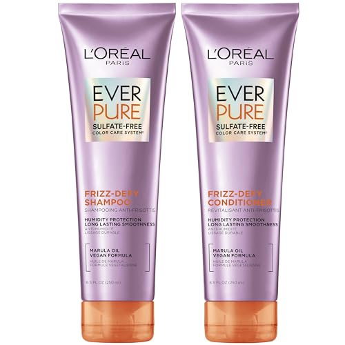 L'Oreal Paris EverPure Frizz Defy Sulfate Free Shampoo & Conditioner Kit for Color-Treated Hair - 8.5 Fl Oz Each
