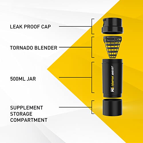 MuscleBlaze Tornado Shaker Bottle - 500ml Leakproof Protein Blender