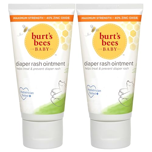 Burt's Bees Baby Diaper Rash Ointment - Maximum Strength 40% Zinc Oxide 3 oz Pack of 2