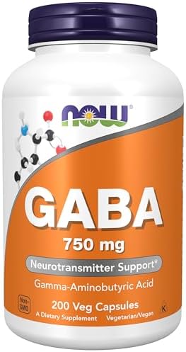 Now Foods Supplements Gaba Gamma Aminobutyric Acid 750mg Neurotransmitter Support 200 Veg Capsules