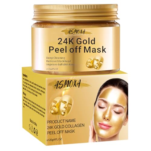 KORNTEEN 24K Gold Collagen Peel-Off Mask 120g - Aloe Vera & Witch Hazel for Radiant, Hydrated Skin