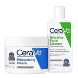 CeraVe Moisturizing Cream and Hydrating Face Wash Trial Combo | 12oz Cream + 3oz Travel Size Cleanser