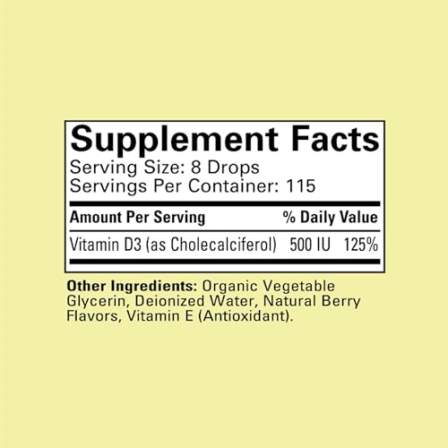 Child Life Vitamin D3 Berry Flavor 1oz Glass Bottle