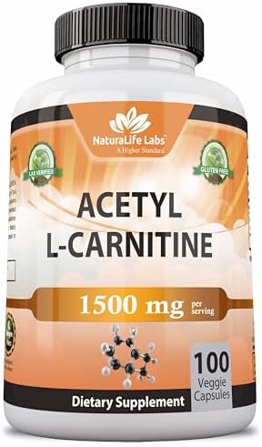 Acetyl L-Carnitine 1,500 mg High Potency Supports Energy Production, Sports Nutrition, Supports Memory/Focus - 100 Veggie Capsules