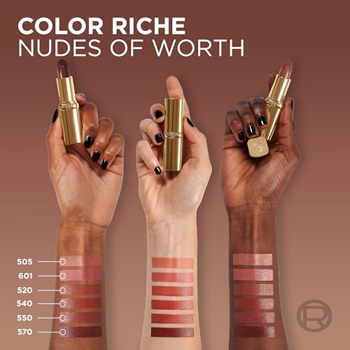 L'Oréal Paris Color Riche Satin Nude Lipstick - Silky Finish, 12H Moisture, 75% Nourishing Ingredients - 601 Worth It (4g)