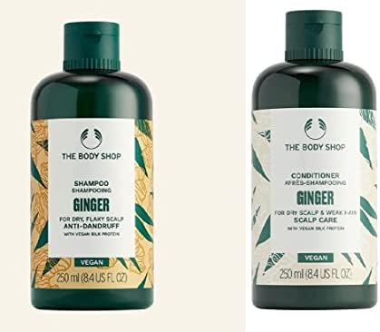 The Body Shop Ginger Shampoo & Conditioner Set (250ml each) - Vegan, Anti-Dandruff