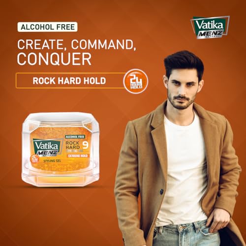 Vatika Naturals Menz Extreme Hold Hair Gel 250ml - 24H Strong Hold, No Alcohol