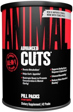 Animal Cuts Thermogenic Fat Burner - Weight Loss Pills for Women and Men for Metabolism, Energy, Focus, and Nootropic Brain Support with Ketones Appetite Suppressant Diet Pills, 42 Packs