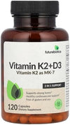 FutureBiotics K2 + D3 (MK-7) for Strong Bones & Heart, 120 Capsules