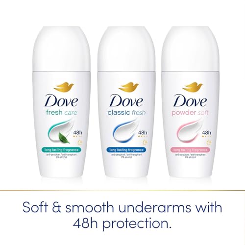 Dove Powder Anti-Perspirant Roll On Deodorant - 48H Protection, 6x 50ml