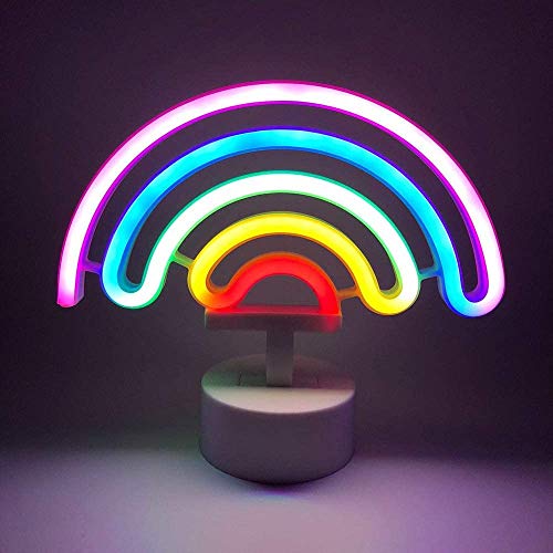 Neon Rainbow LED Wall Light - Battery Operated Marquee Sign for Bedroom & Party Decor