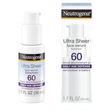 Neutrogena Ultra Sheer Moisturizing Face Serum with Vitamin E & SPF 60+ - All Day Facial Sunscreen, Fragrance-Free, 1.7 oz