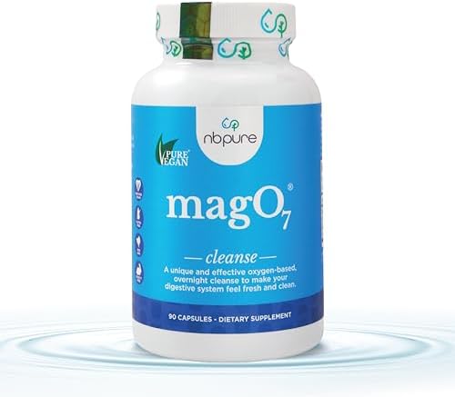 nbpure MagO7 - Natural Colon Cleanse & Detox - Occasional Constipation Relief, Stool Softening, & Bloating Support for Men & Women - Ozonated Magnesium Oxide, 90 Capsules