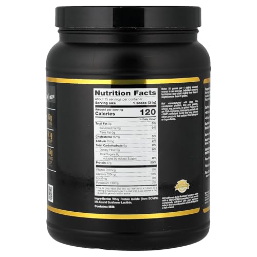 California Gold Nutrition Sport Whey Protein Isolate - Unflavored, 1 lb