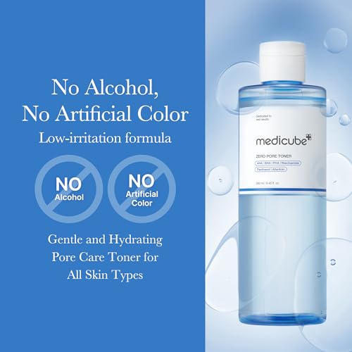 Medicube Zero Pore Toner - Exfoliating & Hydrating Water Toner with AHA, BHA, PHA, Niacinamide & Panthenol (8.45 fl. oz.)