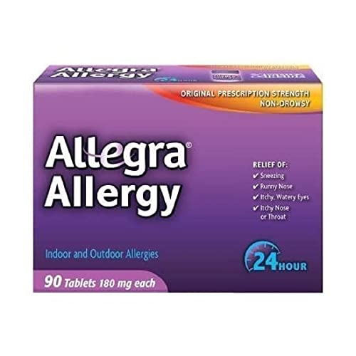 Allegra Allergy Original Prescription Strength 180mg - 90 Count Non-Drowsy Fast-Acting Relief