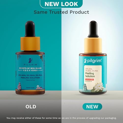 Pilgrim 25% AHA + 2% BHA + 5% PHA Peeling Solution - 30ml | Exfoliating Face Peel for Glowing Skin & Pore Cleansing
