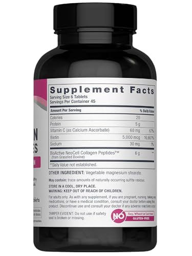 NeoCell Super Collagen Peptides, Vitamin C & Biotin - 270 Tablets (Hair, Skin, Nail Support)
