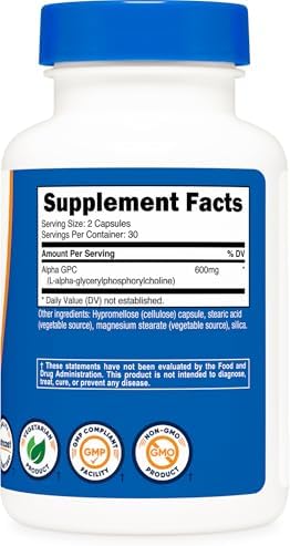 Nutricost Alpha GPC 600mg - 60 Vegetarian Capsules | Brain Health & Cognitive Function