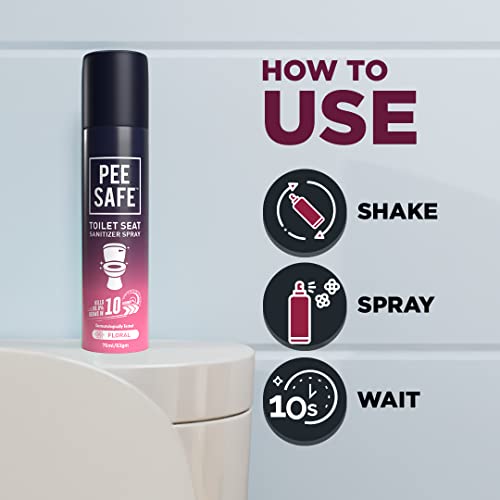 Pee Safe Toilet Seat Sanitizer Spray 75ml Pack of 2 Floral - Kills 99.9% Germs, UTI Prevention, Travel-Friendly