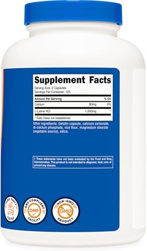 Nutricost L-Lysine 1000mg - Essential Amino Acid Support (250 Capsules)