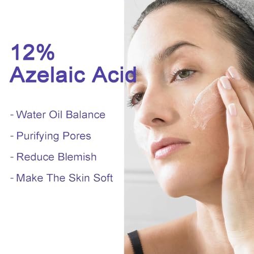 Acid Serum with Azelaic, Hyaluronic Acid & Niacinamide - Brightening Face Cream for Rosacea, Dark Spots, Redness & Pore Cleansing