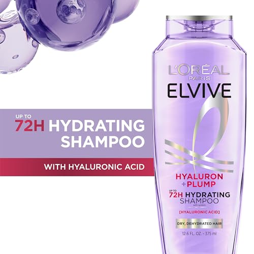 L'Oréal Paris Elvive Hyaluron Plump Hydrating Shampoo, Dehydrated Hair, 12.6 oz, Paraben-Free