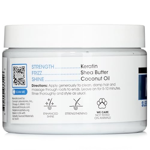 Advanced Clinicals Keratin Hair Mask: Repair & Restore Damaged Hair (12oz)