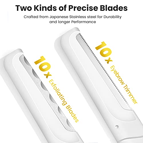 Dermaplaning Tool for Face Exfoliation - 20 Replaceable Blades, Facial Shaver & Eyebrow Razor for Peach Fuzz Removal