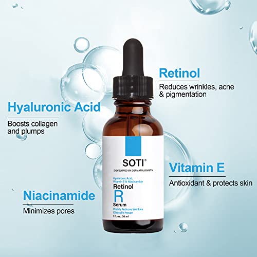 2.5% Retinol Face Serum - Anti-Aging Wrinkle Reduction with Collagen, Hyaluronic Acid & Niacinamide - 30ml