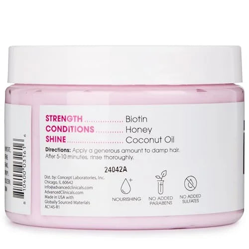 Advanced Clinicals Biotin Anti-Breakage Hair Mask: Strengthen & Repair (355ml)