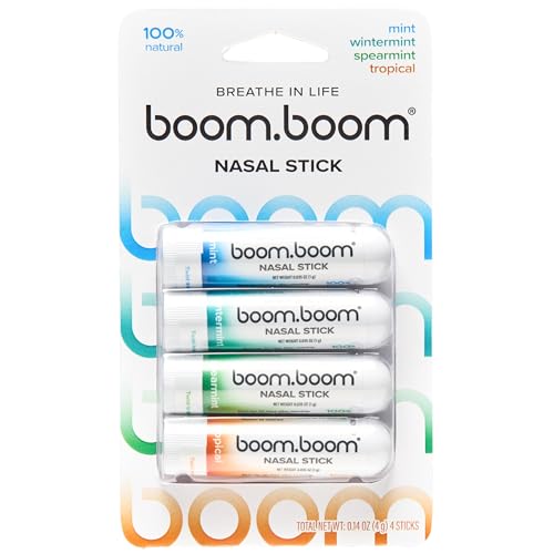 BoomBoom Nasal Inhaler Stick with Essential Oils + Menthol - Mood Boost & Refresh