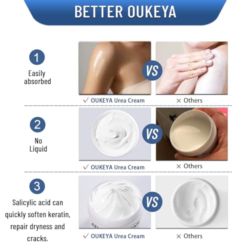 OUKEYA Urea Cream 42% + Salicylic Acid 2% - Deep Moisturizing for Dry Cracked Feet, Heels & Elbows - 50g