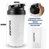 GEMFUL Protein Shaker Bottle 700ml - BPA-Free, Leak-Proof Sports Blender Cup