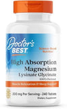 Doctor's Best High Absorption Magnesium Glycinate Lysinate, 100% Chelated, Non-GMO, Vegan, Gluten & Soy Free, 200 mg, 240 Count