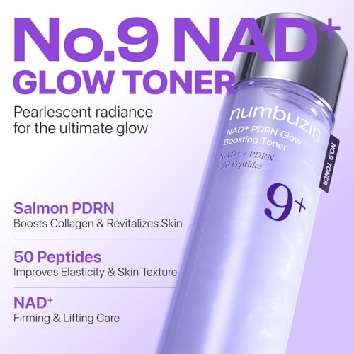 numbuzin No.9 NAD+ PDRN Glow Boosting Toner – Hydrating & Firming Korean Skincare with Salmon PDRN & Peptides for Elasticity, Wrinkles & Fine Lines (5.07 fl. Oz)