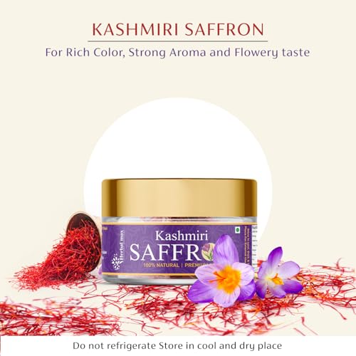 Herbal Max Premium Kashmiri Mongra Saffron - A+++ Grade Pure Kesar for Cooking, Beauty & Wellness, 0.5g