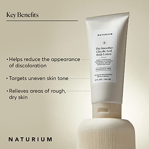 Naturium Smoother Glycolic Acid Body Lotion - Resurfacing & Exfoliating Treatment with 10% Glycolic, 8 oz
