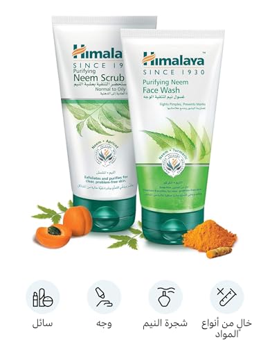 Himalaya Neem Face Wash and Scrub Combo - Purifying 150ml Each for Clear Skin