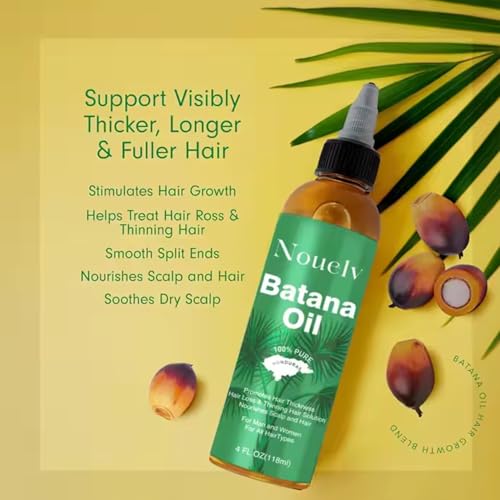 100% Pure Batana Oil for Hair Growth – Thickens & Strengthens Hair – Deeply Moisturizing Hair Oil – 4 FL OZ – Unrefined & Cold-Pressed