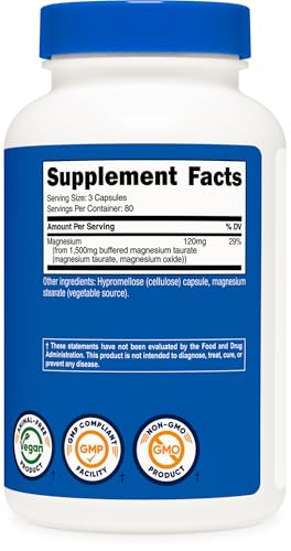 Nutricost Magnesium Taurate 1,500mg - 240 Capsules (80 Servings) - High Potency Vegan Formula