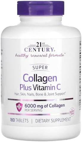 21st Century Super Collagen Plus Vitamin C - 6000mg - 180 Tablets - Skin, Hair & Nails
