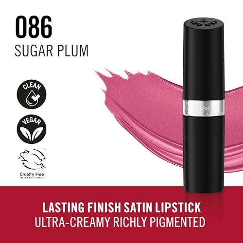Rimmel London Lasting Finish Lipstick - 086 Sugar Plum - Long-Lasting & Highly Pigmented