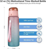32oz Leak-Proof Sports Water Bottle with Time Marker & Straw - BPA-Free Hydration Bottle for Fitness & Outdoors