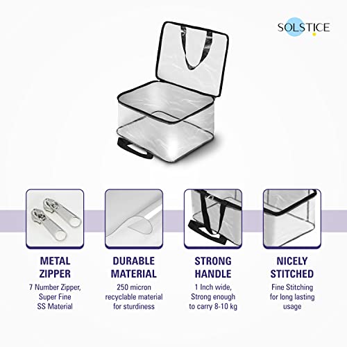SOLSTICE Transparent Storage Bag for Sarees, Clothes, Lehenga, Blankets, Bedsheets, Toys - Pack of 2